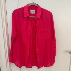 Rails Ellis long sleeve gauze shirt in vibrant pink
